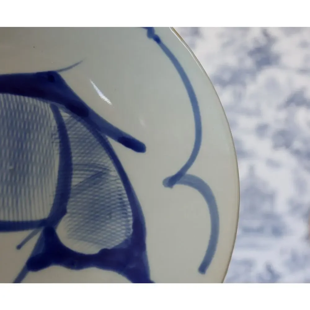Vintage Blue Koi Fish Bowl 9